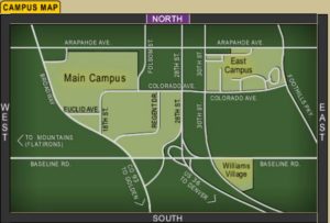 A map of the campus with directions to different locations.